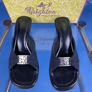 Brighton Isabel Black Slip-on Sandals Sz 9.5